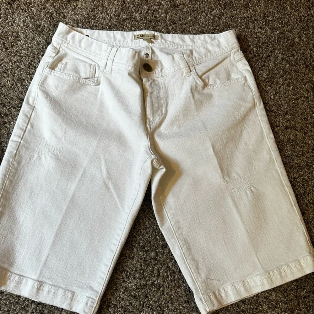 CAbi Blue and white shorts, size 8 - Picture 7 of 10